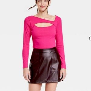 Hot Pink Cutout Long Sleeve Top Size M